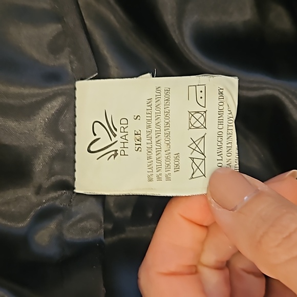 WOMEN'S PHARD COCKTAIL LONG WOOL ANS LEATHER DRESS COAT JACKET SZ SMALL $250 - Picture 6 of 6